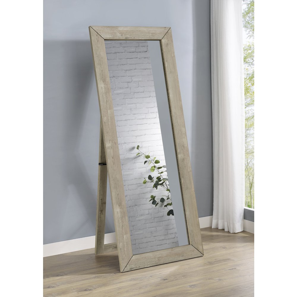 Cadence Tempered Glass Full Length Mirror Grey Washed Oak. Picture 2