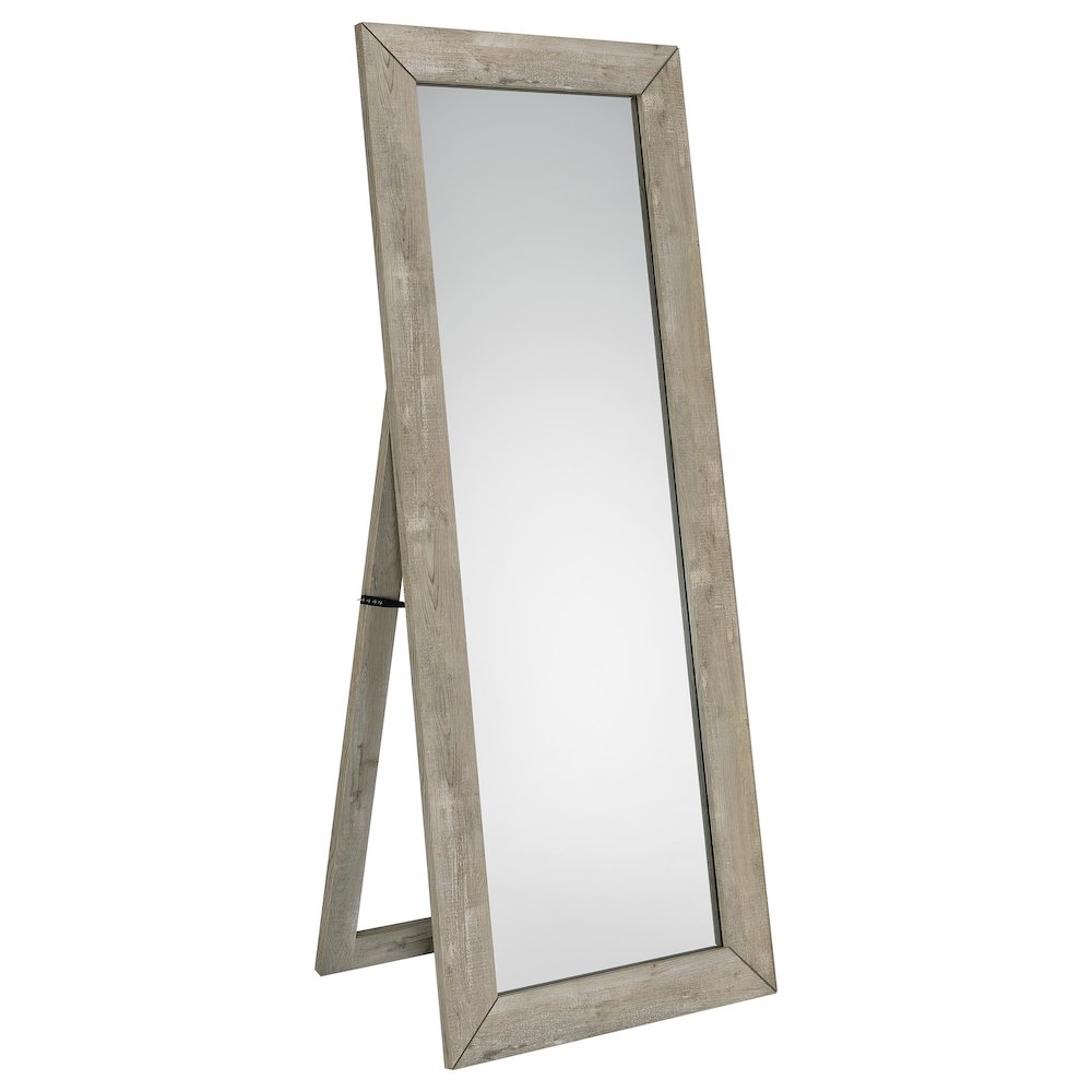 Cadence Tempered Glass Full Length Mirror Grey Washed Oak. Picture 1