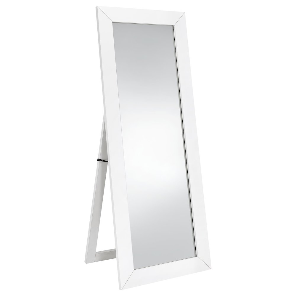 Cadence Tempered Glass Full Length Mirror White High Gloss. Picture 1