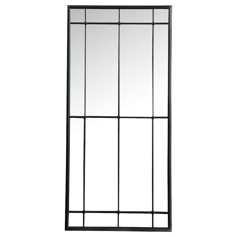 Annetta 24 x 52 Inch Window Pane Floor or Wall Mirror Black. Picture 1