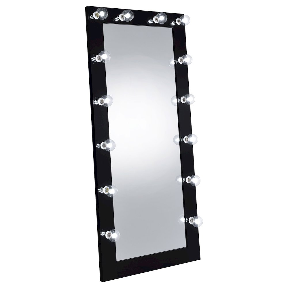 Zayan 32 x 71 Inch Floor Mirror LED Lighting Black Gloss. Picture 3