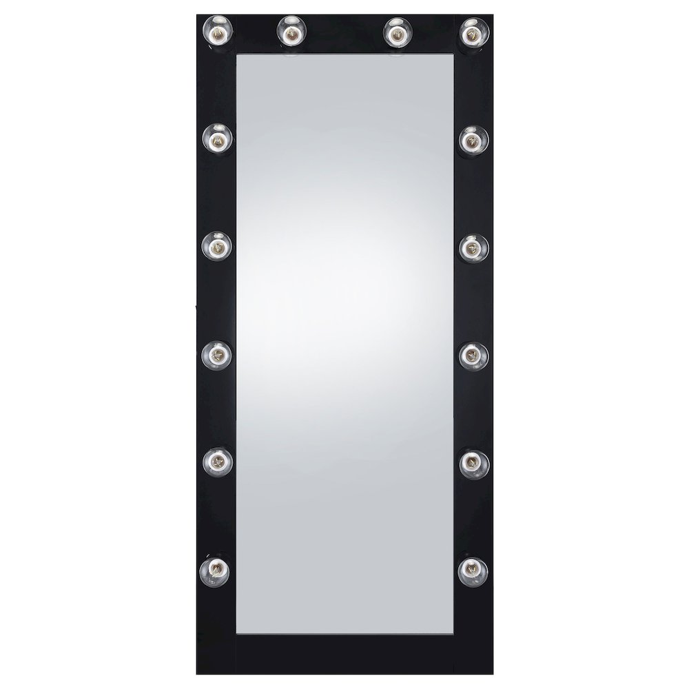 Zayan 32 x 71 Inch Floor Mirror LED Lighting Black Gloss. Picture 4