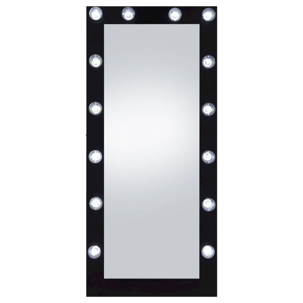 Zayan 32 x 71 Inch Floor Mirror LED Lighting Black Gloss. Picture 5
