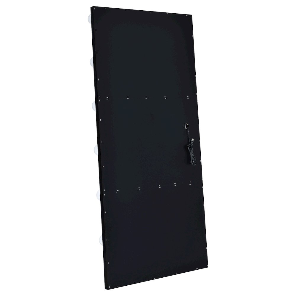 Zayan 32 x 71 Inch Floor Mirror LED Lighting Black Gloss. Picture 8