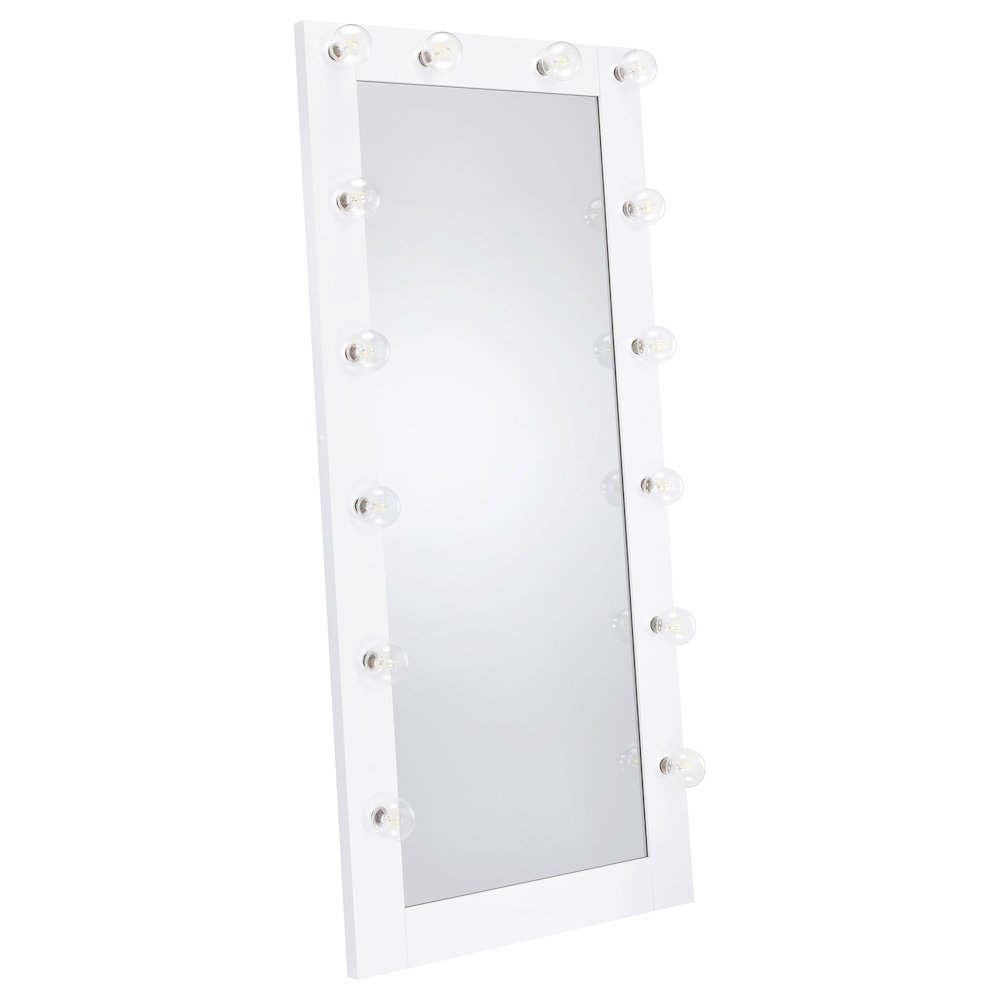 Zayan 32 x 71 Inch Floor Mirror LED Lighting White Gloss. Picture 1