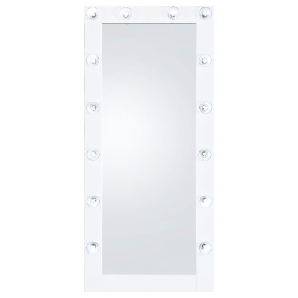 Zayan 32 x 71 Inch Floor Mirror LED Lighting White Gloss. Picture 5