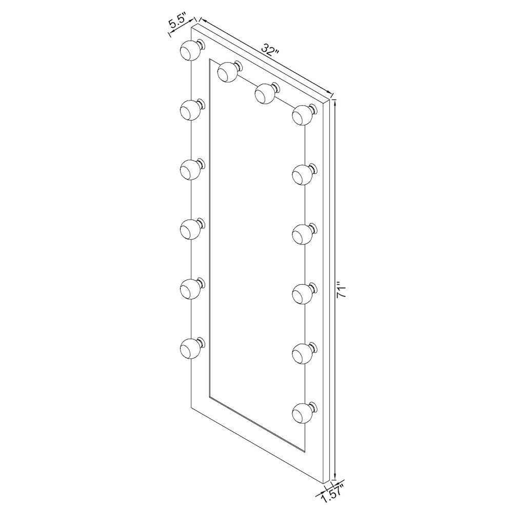 Zayan 32 x 71 Inch Floor Mirror LED Lighting White Gloss. Picture 14