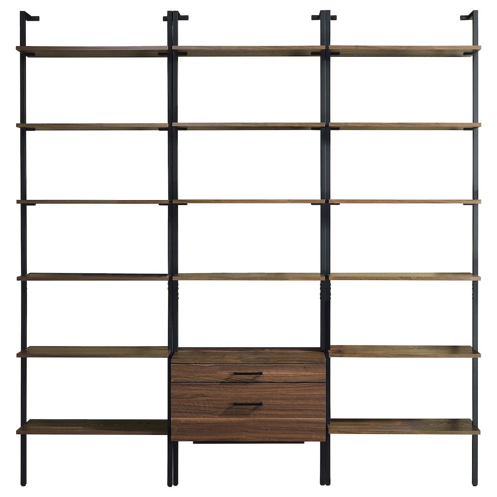 Owens 3-piece 96-inch Wall Mounted Bookshelf Set Walnut. Picture 1