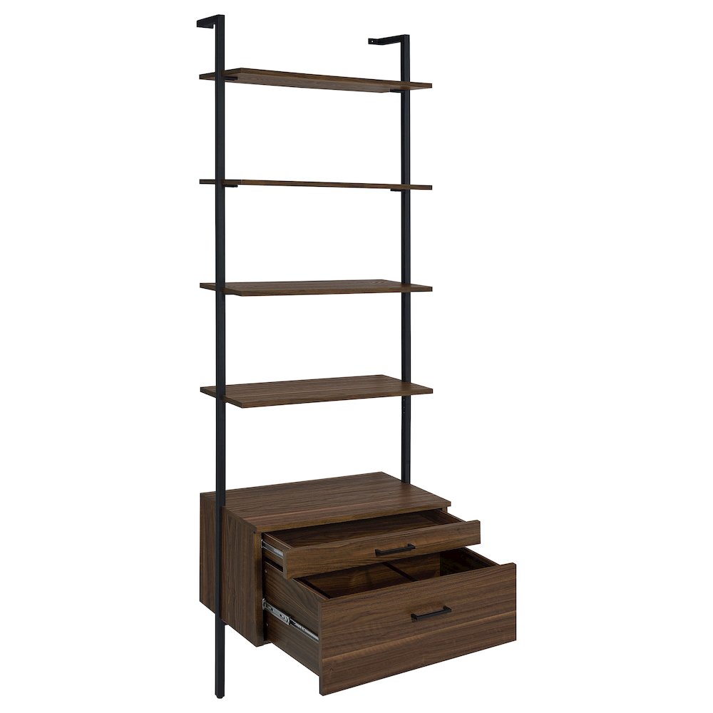 Owens 3-piece 96-inch Wall Mounted Bookshelf Set Walnut. Picture 4