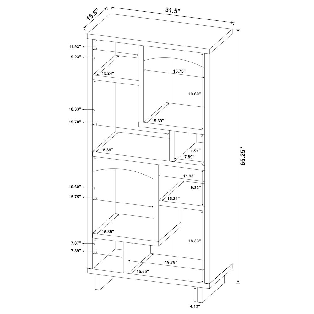 Dalton 65-inch 6-shelf Bookcase White and Distressed Pine. Picture 11