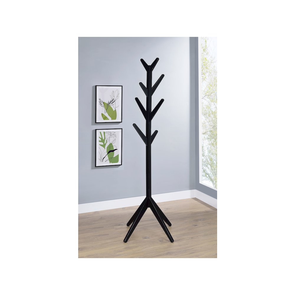 Margaret Solid Wood Coat Rack Clothing Hanger Black. Picture 3