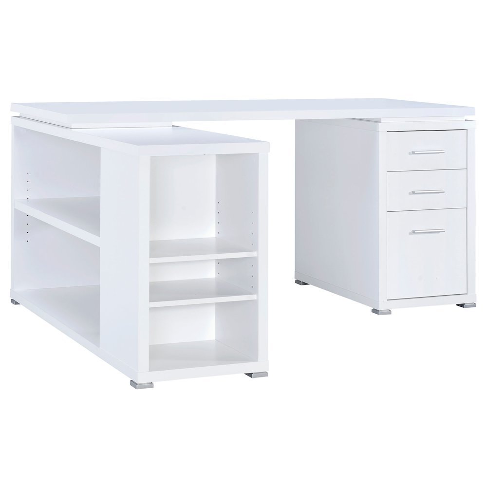 Spacious L-Shaped Office Desk – White Computer Desk with Drawers. Picture 5