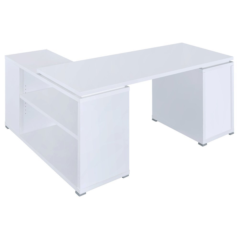 Spacious L-Shaped Office Desk – White Computer Desk with Drawers. Picture 7
