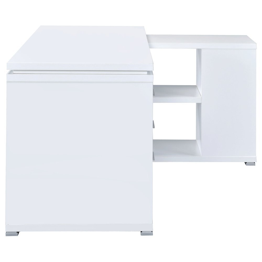 Spacious L-Shaped Office Desk – White Computer Desk with Drawers. Picture 9