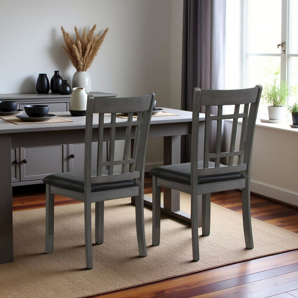 Elegant Gray Kitchen Chairs – Wooden Dining Chairs Set of 2. Picture 3
