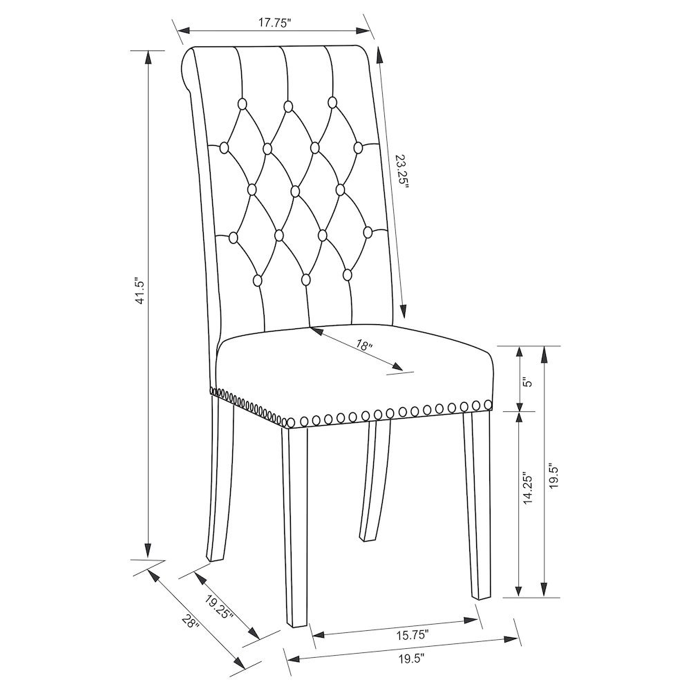 Elegant Upholstered Dining Chairs – High Back Armless Chair Set of 2. Picture 11