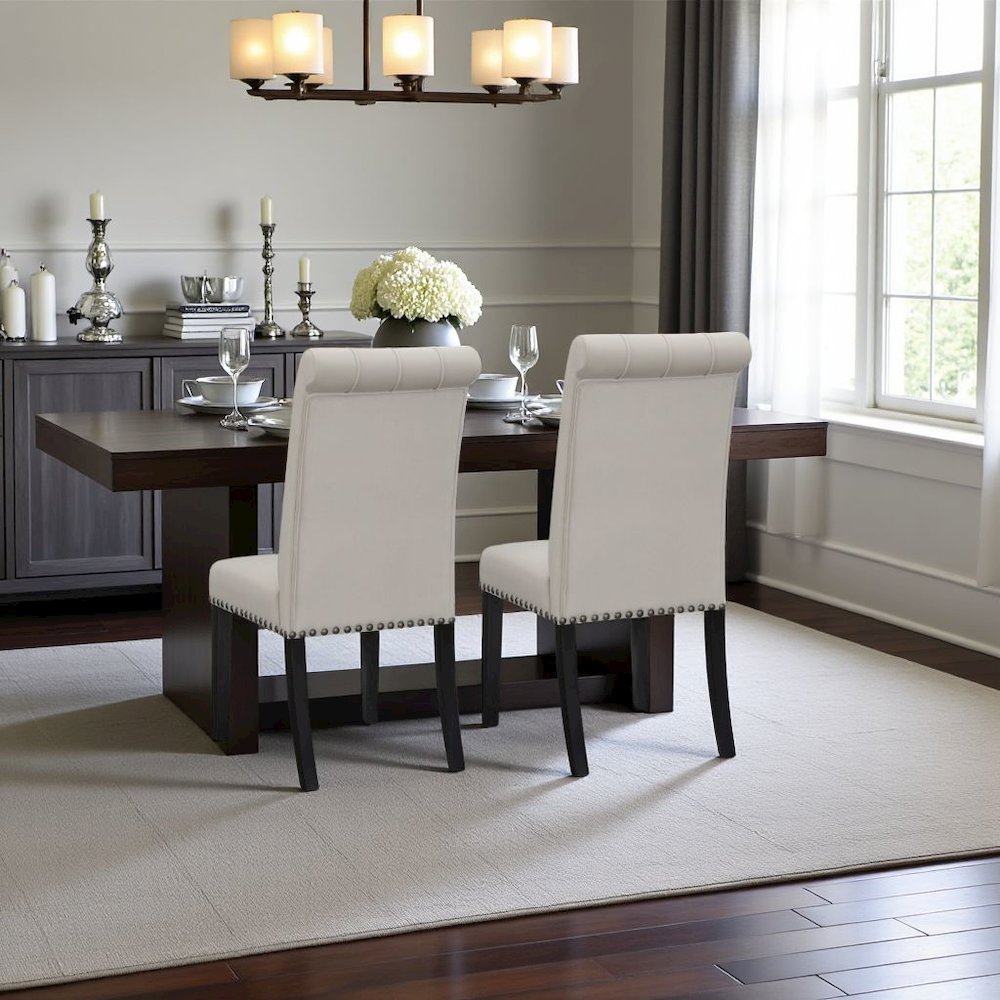 Elegant Upholstered Dining Chairs – High Back Armless Chair Set of 2. Picture 3