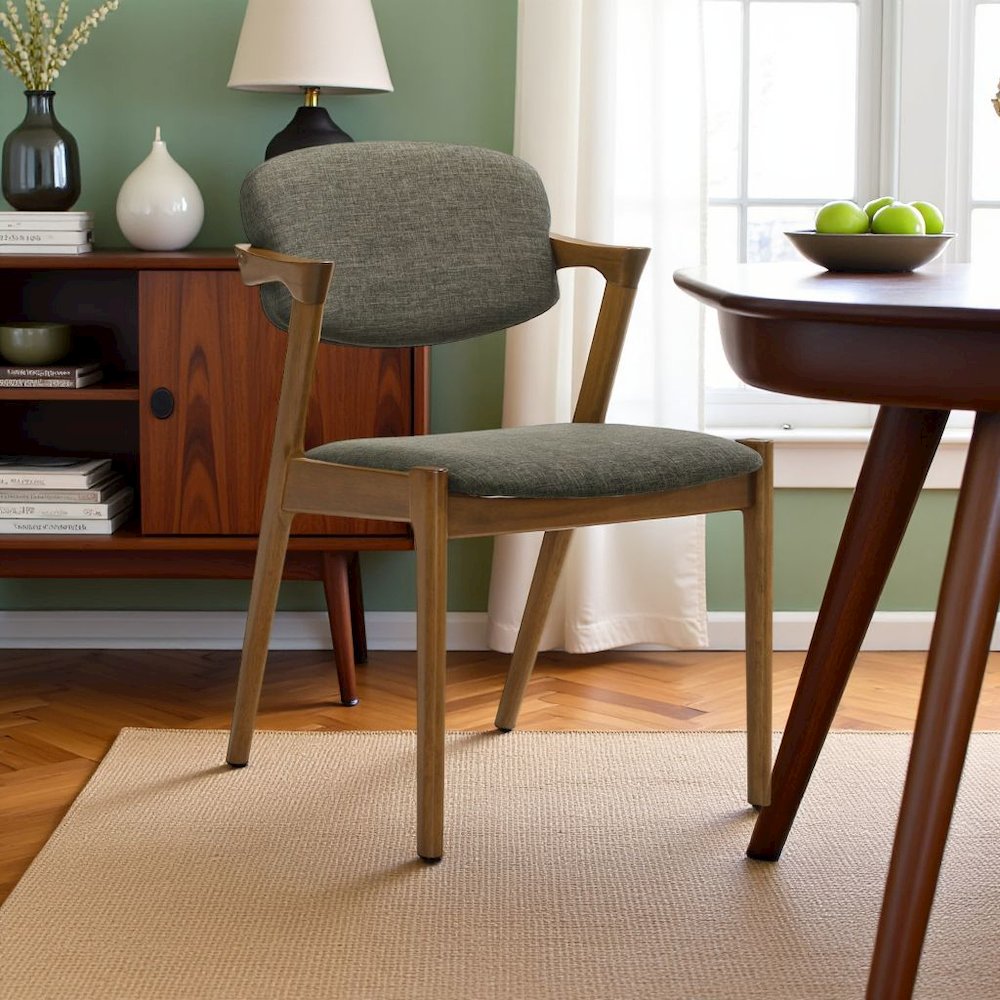 Farmhouse Dining Chairs – Wooden Kitchen Chairs Set of 2 with Padded Seat. Picture 2