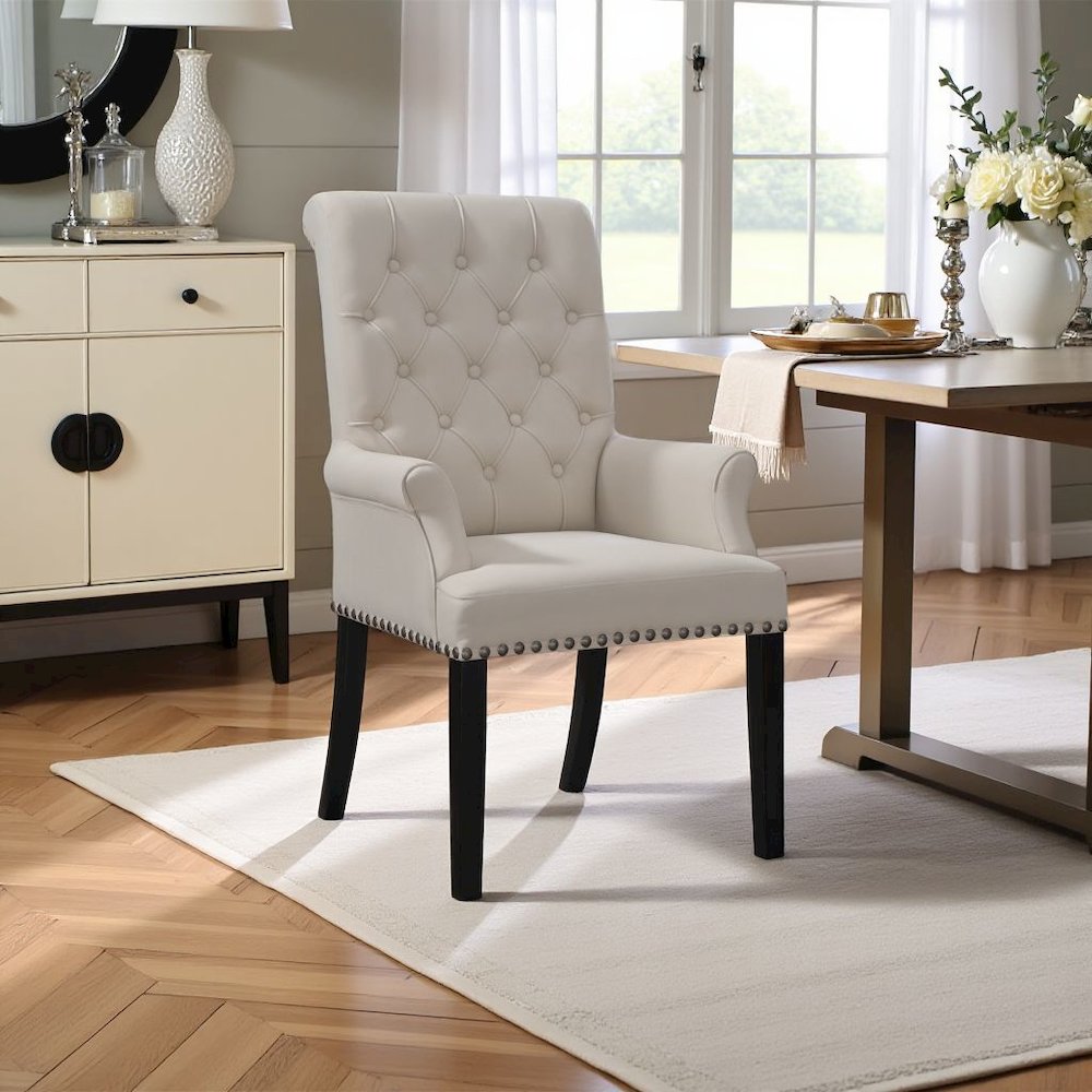 Elegant Upholstered Dining Chair – Parson Chair with Tufted Design. Picture 2