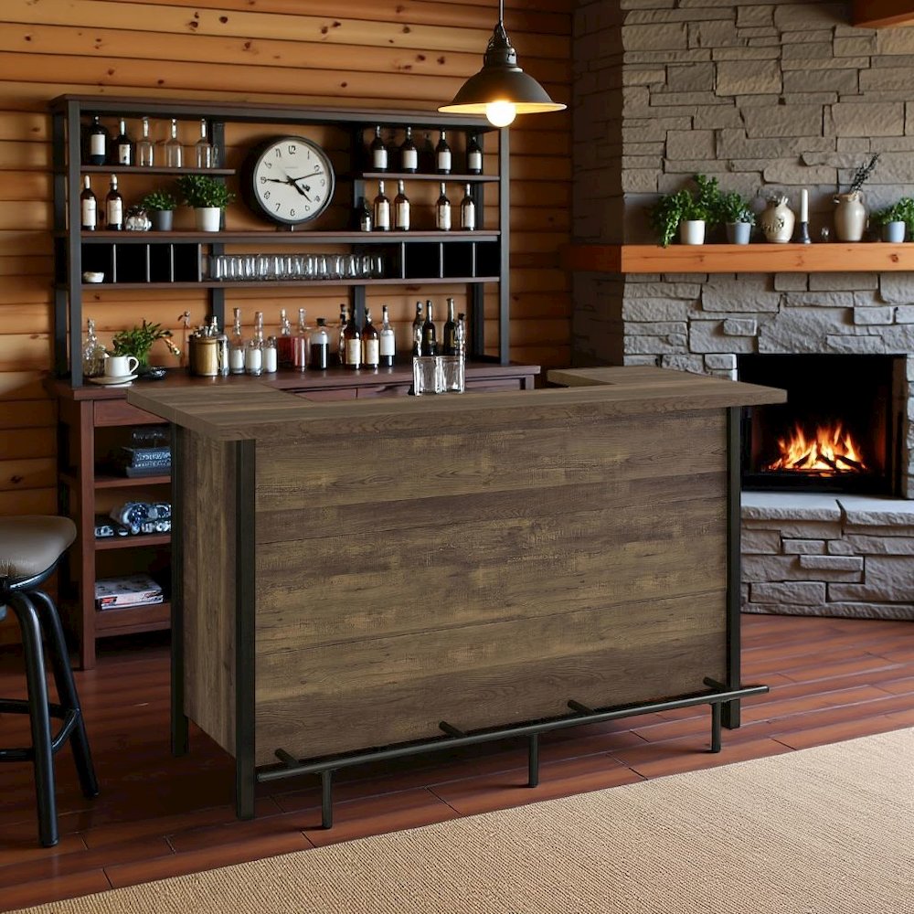 Rustic Wine Bar Cabinet – Stylish Wine Cabinet with Storage Shelves. Picture 2