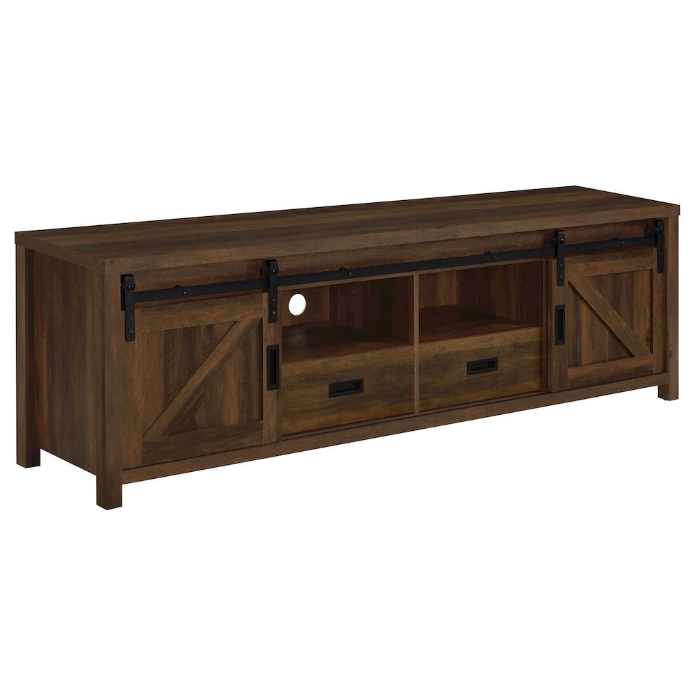 Modern 79-Inch TV Table – Long TV Stand with Sliding Doors, Green. Picture 7
