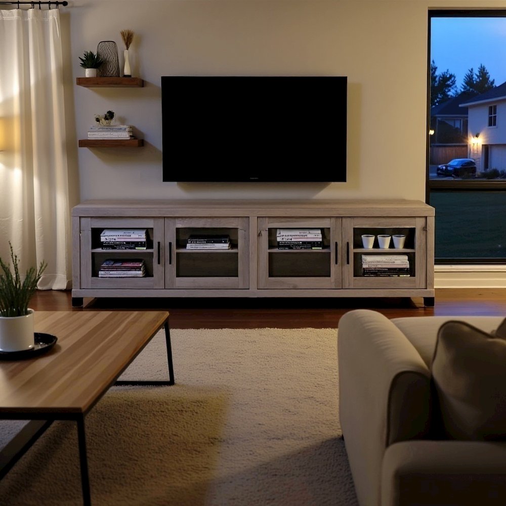 Long TV Stand – Large TV Table for Living Room with Storage Cabinets. Picture 2