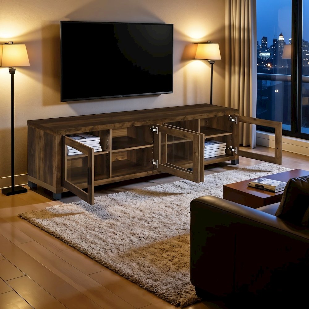 Spacious 79-Inch TV Table – Long TV Stand for Living Room, Green. Picture 2