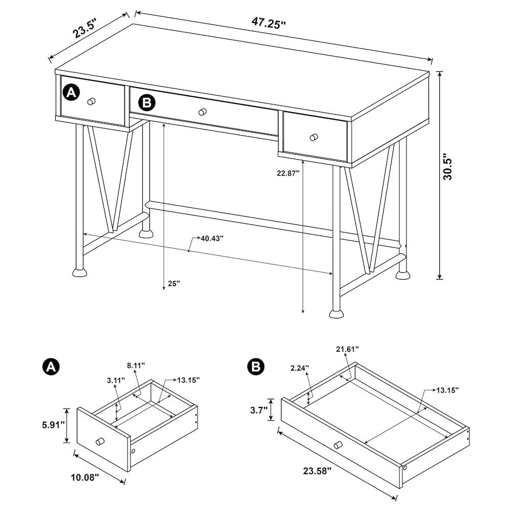 Office Desk with Drawers – Stylish Computer Desk for Home or Work. Picture 8