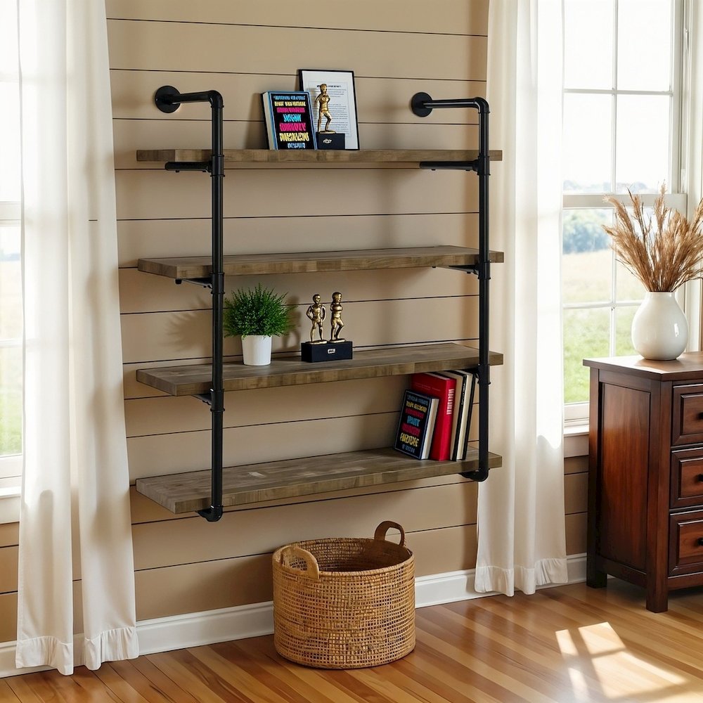 Rustic Wall Shelf – Stylish Shelves for Room Wall with Four Tiers. Picture 3