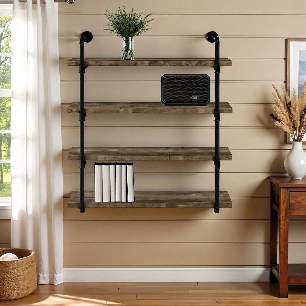 Rustic Wall Shelf – Stylish Shelves for Room Wall with Four Tiers. Picture 2
