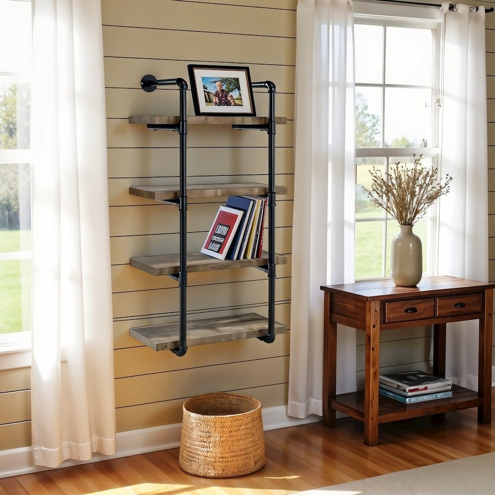 Rustic Wall Shelf – Stylish Shelves for Room Wall with Four Tiers. Picture 3
