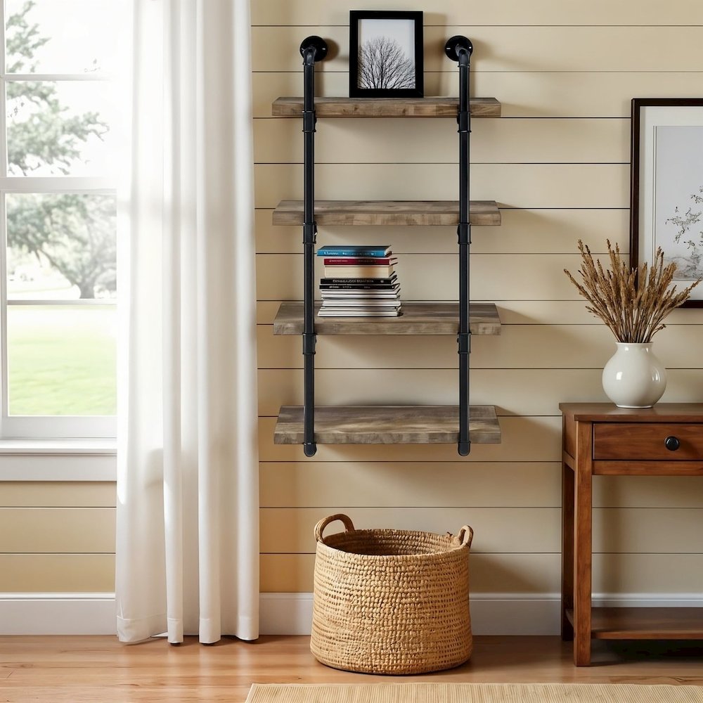 Rustic Wall Shelf – Stylish Shelves for Room Wall with Four Tiers. Picture 2