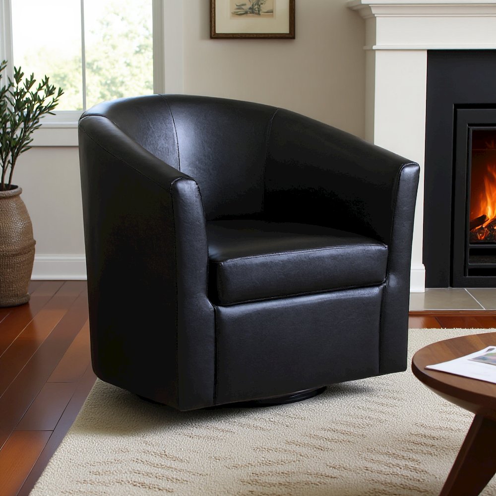 Dark Brown Swivel Accent Chair with Sloped Arms, Perfect for Reading. Picture 2