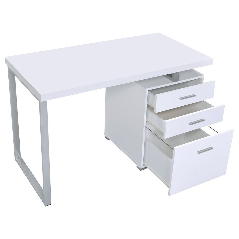 White Office Desk – Computer Desk with Drawers for Home or Workspace. Picture 8
