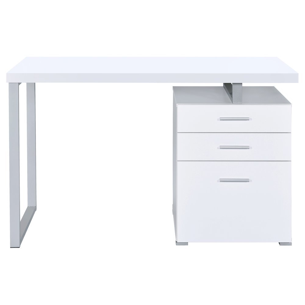 White Office Desk – Computer Desk with Drawers for Home or Workspace. Picture 4