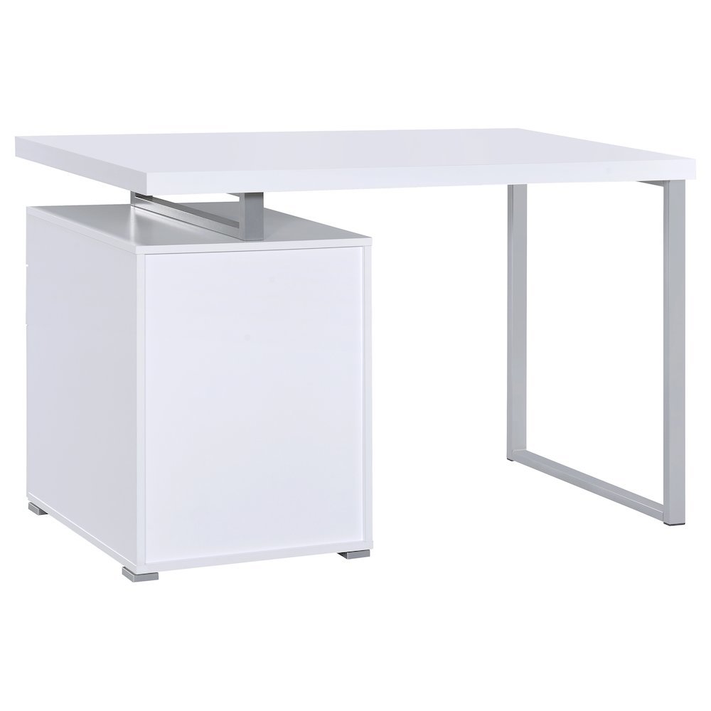 White Office Desk – Computer Desk with Drawers for Home or Workspace. Picture 7