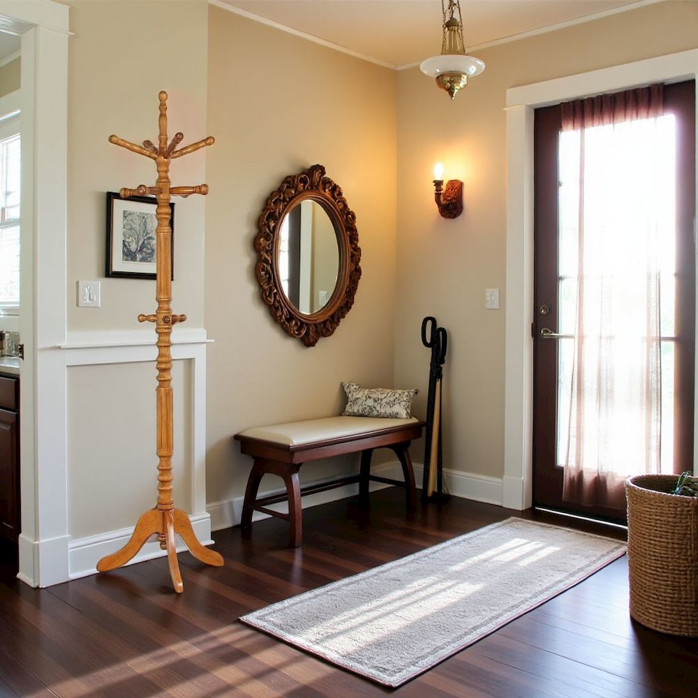 Elegant Wooden Coat Rack Stand – Freestanding Coat Tree with Hooks. Picture 2