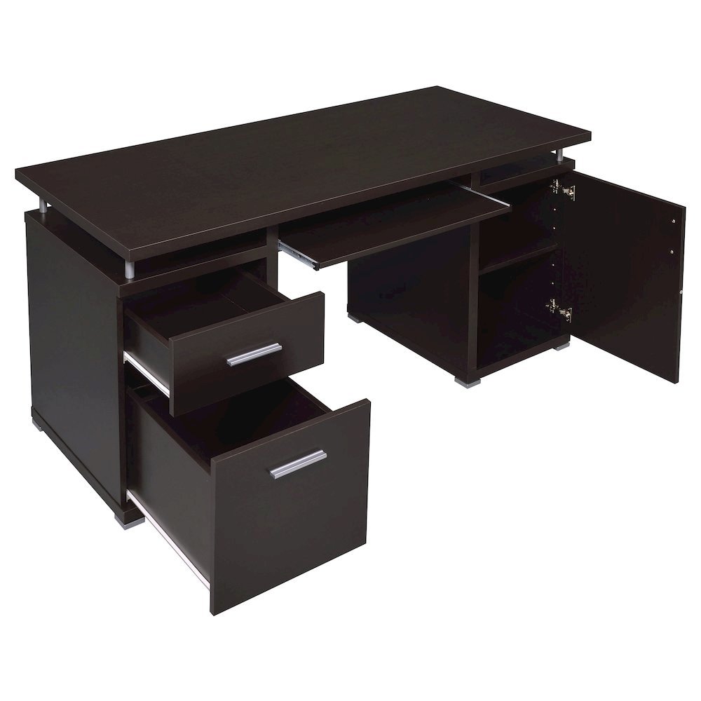 Spacious 55-Inch Office Desk with Drawers – Brown Computer Work Desk. Picture 8