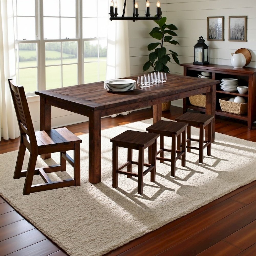 Solid Wood Dining Table – Large Rectangular Kitchen Table for Dining. Picture 3