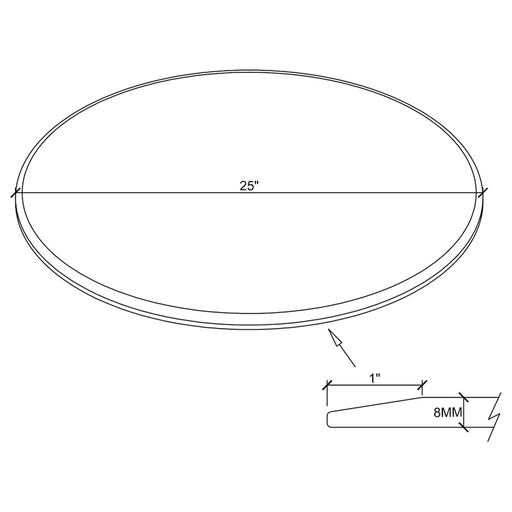 25-inch 8mm Round Clear Tempered Glass Top. Picture 4