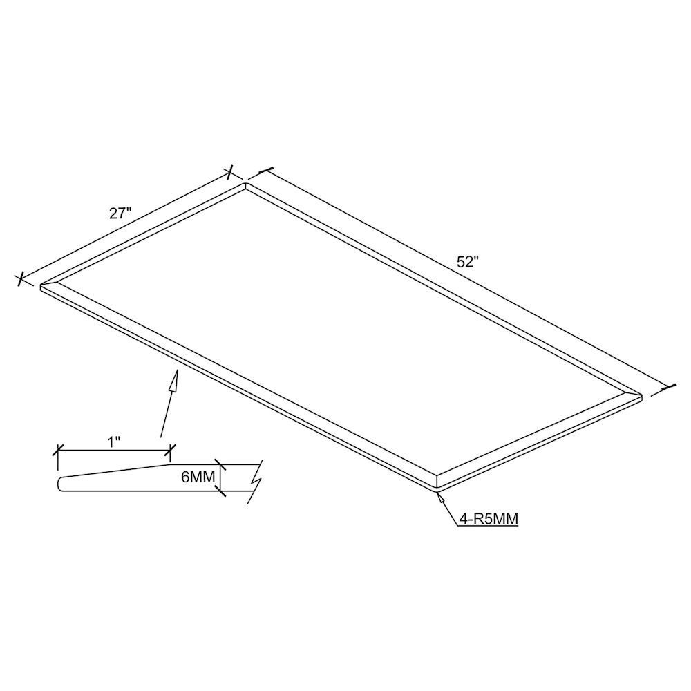 52x27-inch 6mm Rectangular Clear Tempered Glass Top. Picture 5