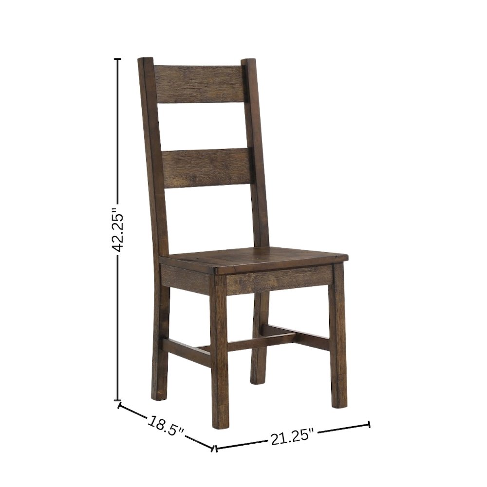 Rustic Golden Brown Wood Dining Side Chair Set of 2, Farmhouse Style. Picture 6