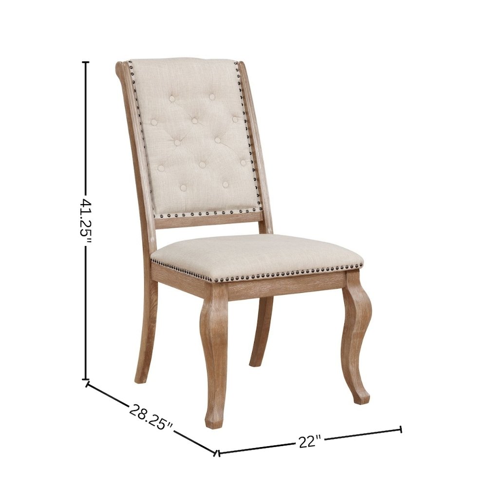 Upholstered Dining Chairs (Set of 2), Button Tufted, Barley Brown. Picture 11