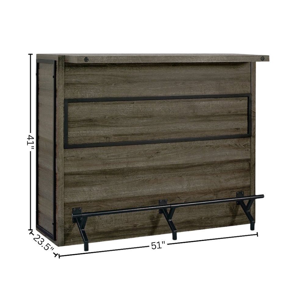 5-Shelf Composite Wood Home Bar Wine Cabinet in Aged Oak Finish with Storage. Picture 5