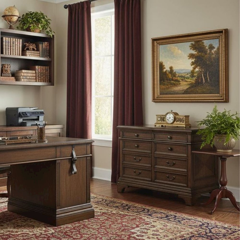 Home Office File Cabinet, Burnished Oak, 5 Drawers, Letter/Legal Size. Picture 3