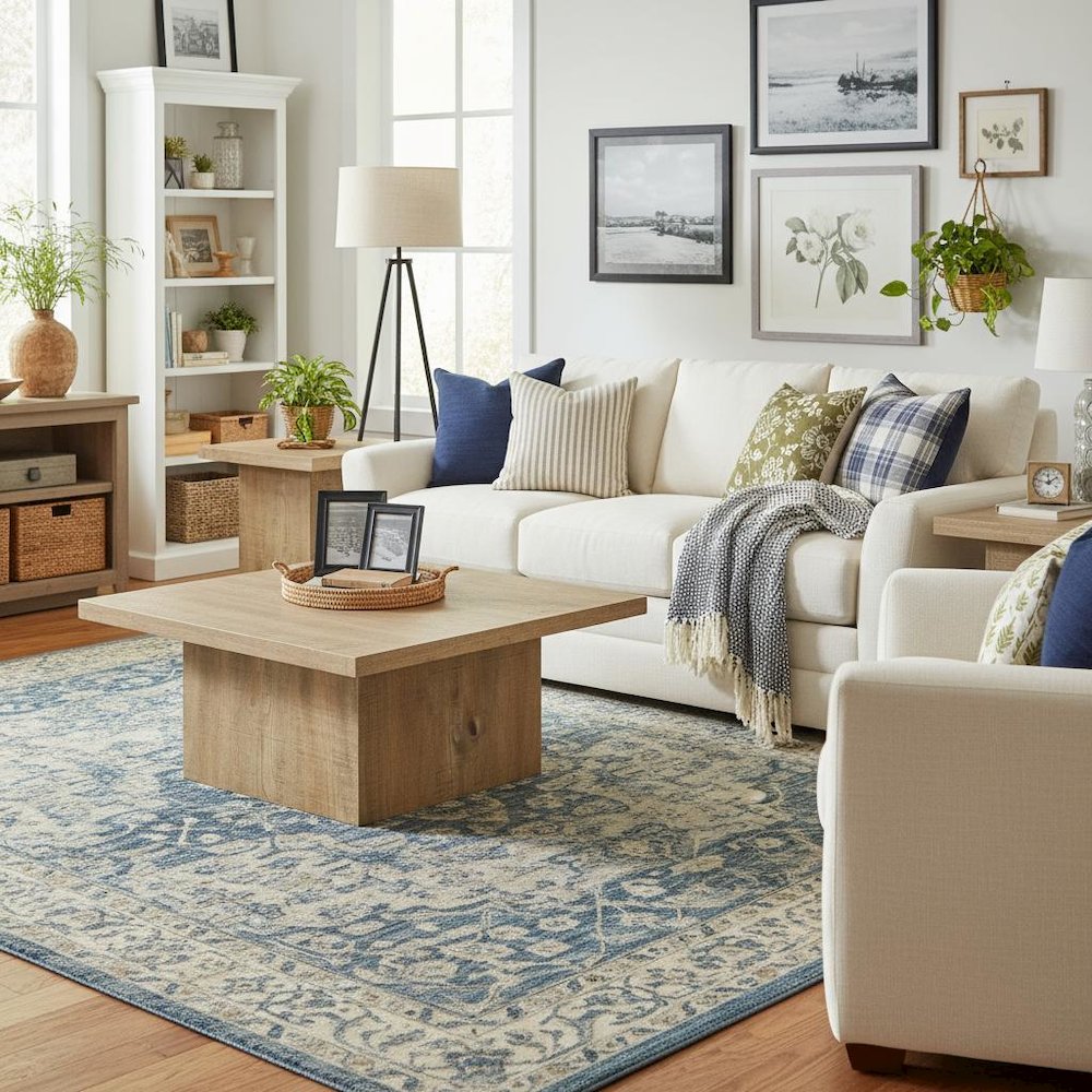 3-Piece Square Coffee & End Table Set, Mango Wood Look, Rustic. Picture 3