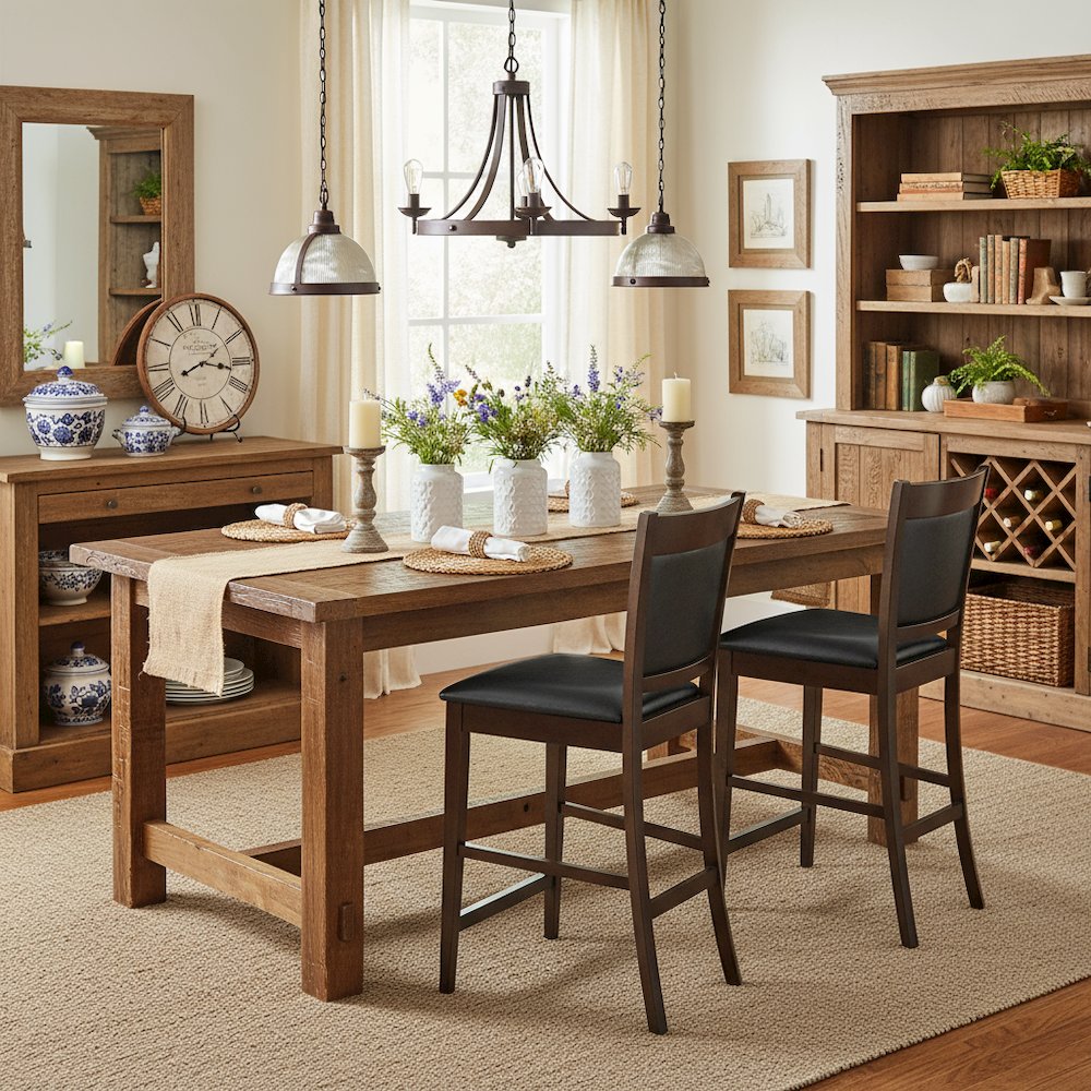 Brown Upholstered Stool Counter Chairs Counter Stools Set of 2. Picture 3