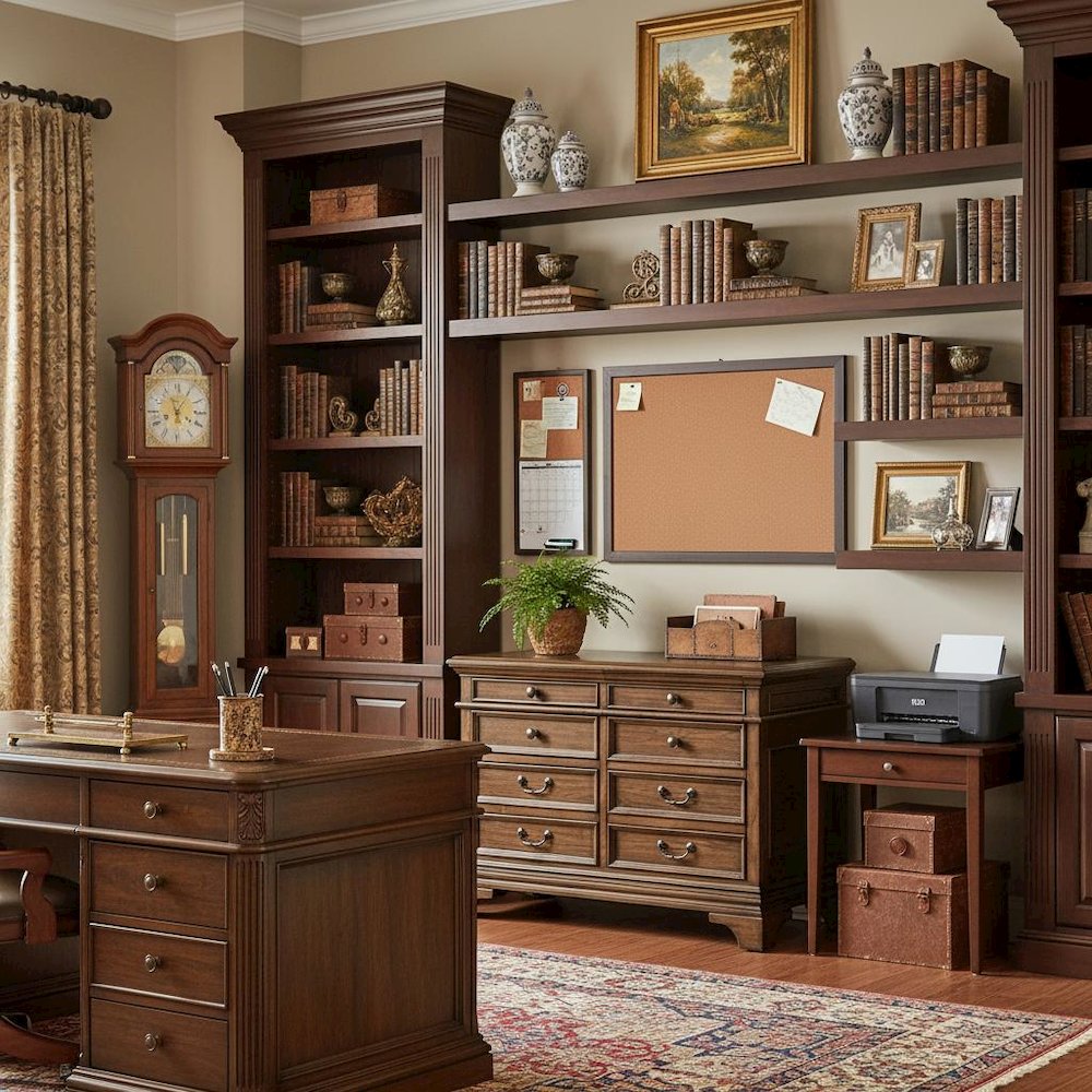 Home Office File Cabinet, Burnished Oak, 5 Drawers, Letter/Legal Size. Picture 2