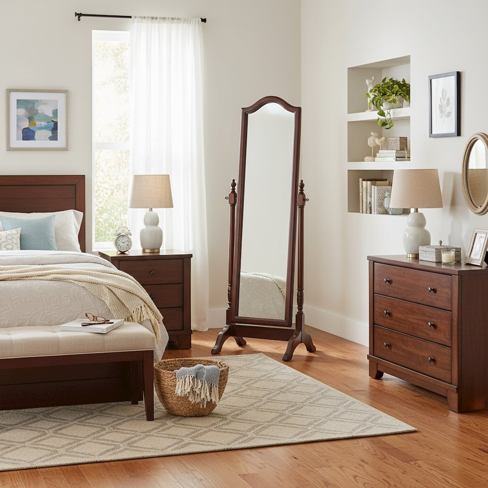 Brown Mirror Full Length Standing Body Mirror with Wooden Cheval Frame. Picture 3