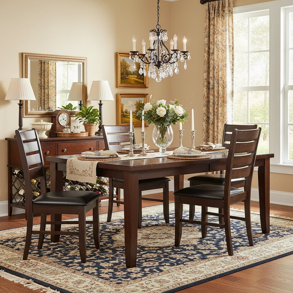 Brown Dining Chair Set of 2, Ladder Back, Upholstered Seat Kitchen Chairs. Picture 3